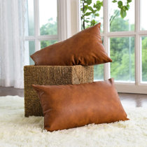 Faux leather hot sale pillow